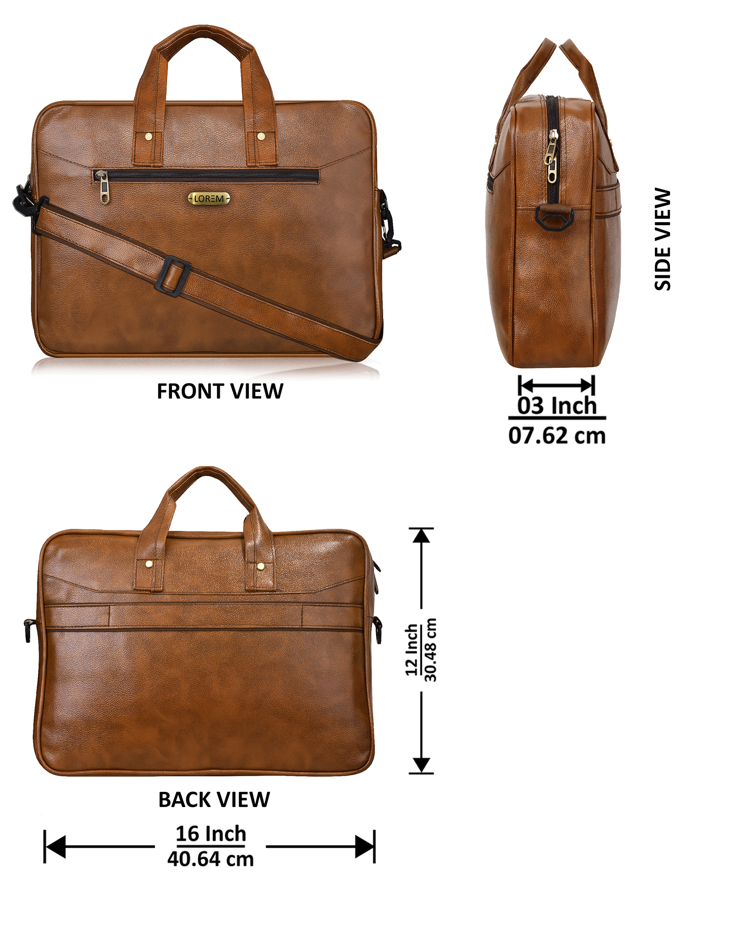 Tan Color Faux Leather 10l Office Laptop Bag For Men & Women Bg03